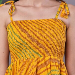 Women's Multicolor Abstract Printed Cotton Handkerchief Hem Dress Midi Dresses