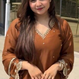 Women's Georgette Sequence Moti Work Straight Kurti With Salwar and Dupatta Set