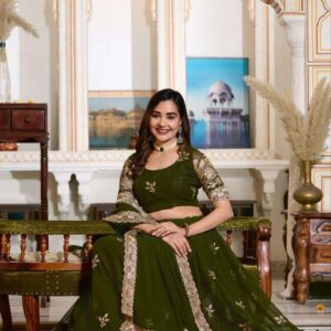 Women's Embroidered Lehenga Choli with Net Dupatta ? Festive & Wedding Wear Set