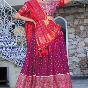 Women's Traditional Bandhani Ghagra Choli with Dupatta ? Navratri & Festive Wear