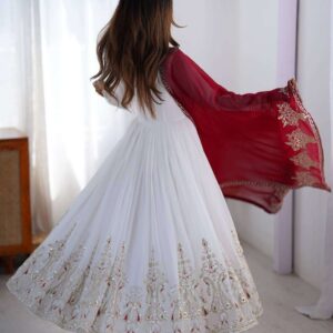 Women's Georgette Embroidery Sequence Work Anarkali Kurti With Dupatta Set