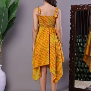 Women's Multicolor Abstract Printed Cotton Handkerchief Hem Dress Midi Dresses