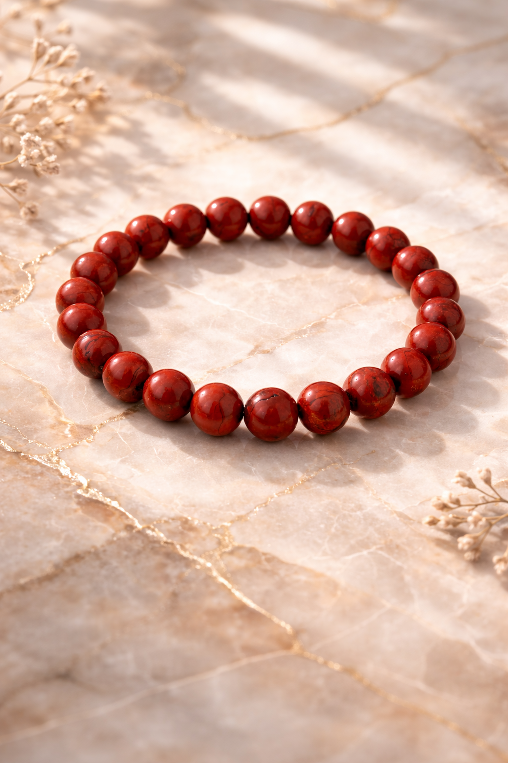 Red Jasper Bracelet for Women Men's Gifts - Protection Healing Crystal Bracelet - 8mm Gemstone Beaded Adjustable