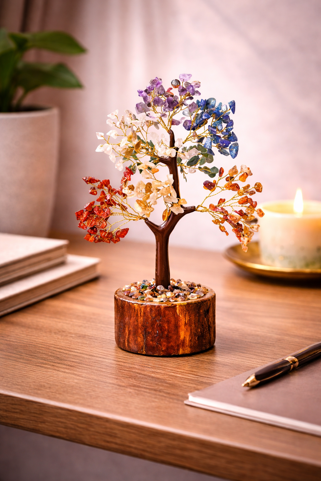 Crystal Tree Good Luck Showpiece for Home Decor Items Crystals Gemstones Bonsai Money Tree for Good Luck, Decoration Gift Item (Seven Chakra) - Image 2