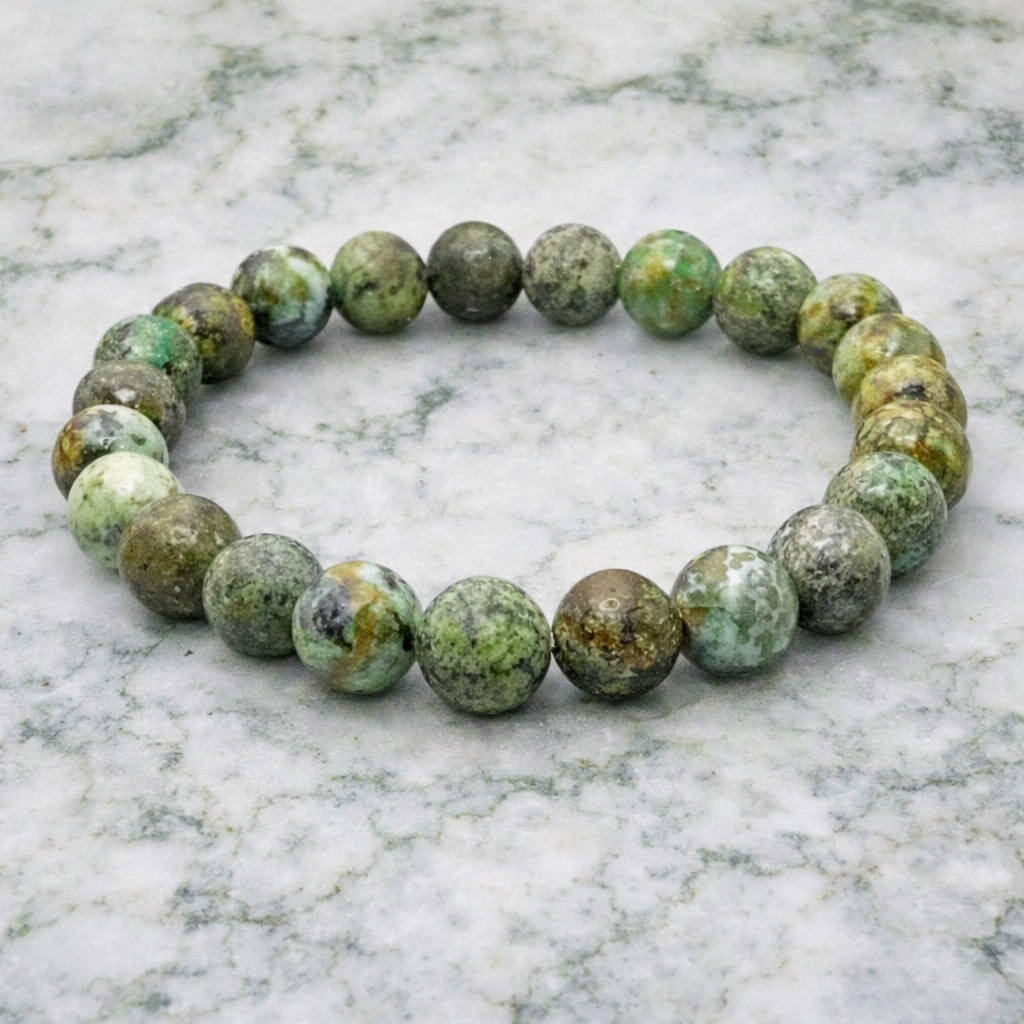African Turquoise Bracelet for Women Men's Gifts - Protection Healing Crystal Bracelet - 8mm Gemstone Beaded Adjustable