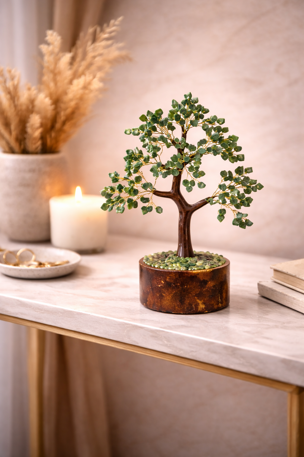 Crystal Tree Good Luck Showpiece for Home Decor Items Crystals Gemstones Bonsai Money Tree for Good Luck, Decoration Gift Item (Green Jade) - Image 2