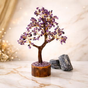 Crystal Tree Good Luck Showpiece for Home Decor Items Crystals Gemstones Bonsai Money Tree for Good Luck, Decoration Gift Item (Amethyst)