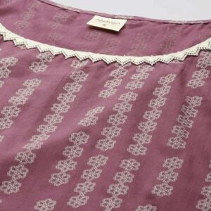 Women's Rayon Printed Straight Kurti With Pant Set