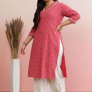 Women's Rayon Printed Straight Kurti With Pant Set
