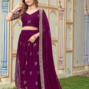 Women's Embroidered Lehenga Choli with Net Dupatta ? Festive & Wedding Wear Set