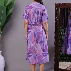Women's Purple Abstract Print Cotton Shirt Dress