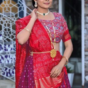 Women's Traditional Bandhani Ghagra Choli with Dupatta ? Navratri & Festive Wear