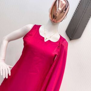 Women's Fendi Silk Solid Semi Stitched Sleeveless Kurti With Salwar and Dupatta set