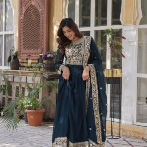 Women's Luxurious Plum Velvet Anarkali Gown with Heavy Gold Zari & Sequin Embroidery – Perfect for Weddings & Grand Festivities