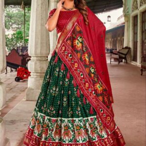Women's Traditional Patola Print Tussar Silk Lehenga Choli with Festive Dupatta