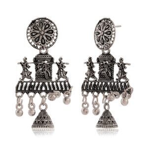 Women's Indian Traditional AZ838-OXidised Silver Earrings For Women | Doli Wedding Theme Jumka Wedding Wear