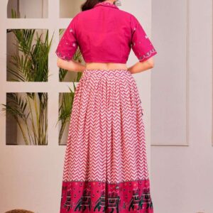 Women's Tussar Silk Patola Print Lehenga Choli Set with Foil Work